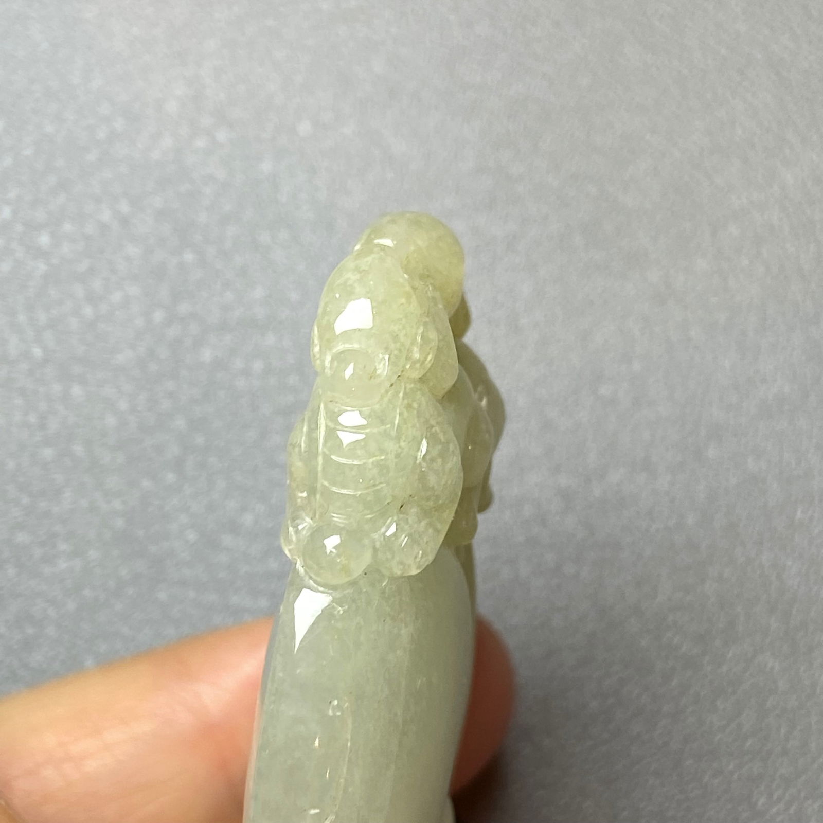 Antique Chinese Natual Yellow White Icy Jadeite Jade carved Double Foo Dogs Ruyi Statue - 9