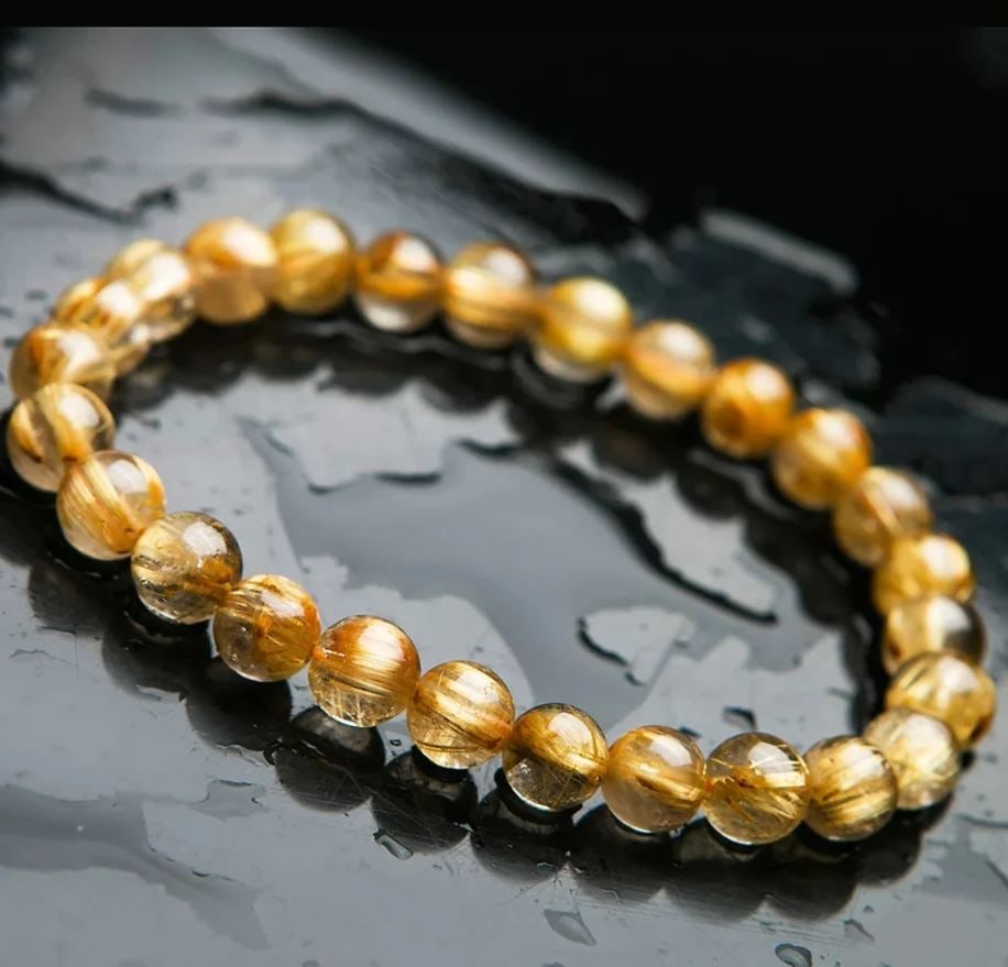 Natural Gold Rutilated Quartz Crystal Bracelet - 3
