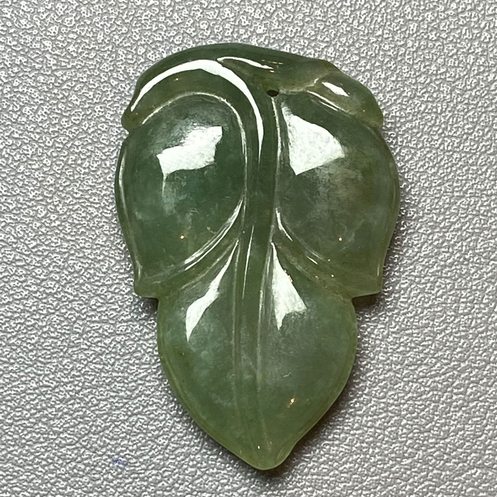 Grade A Green Icy Jadeite Jade Pendant Carved Leaf Pattern (1 of 8)