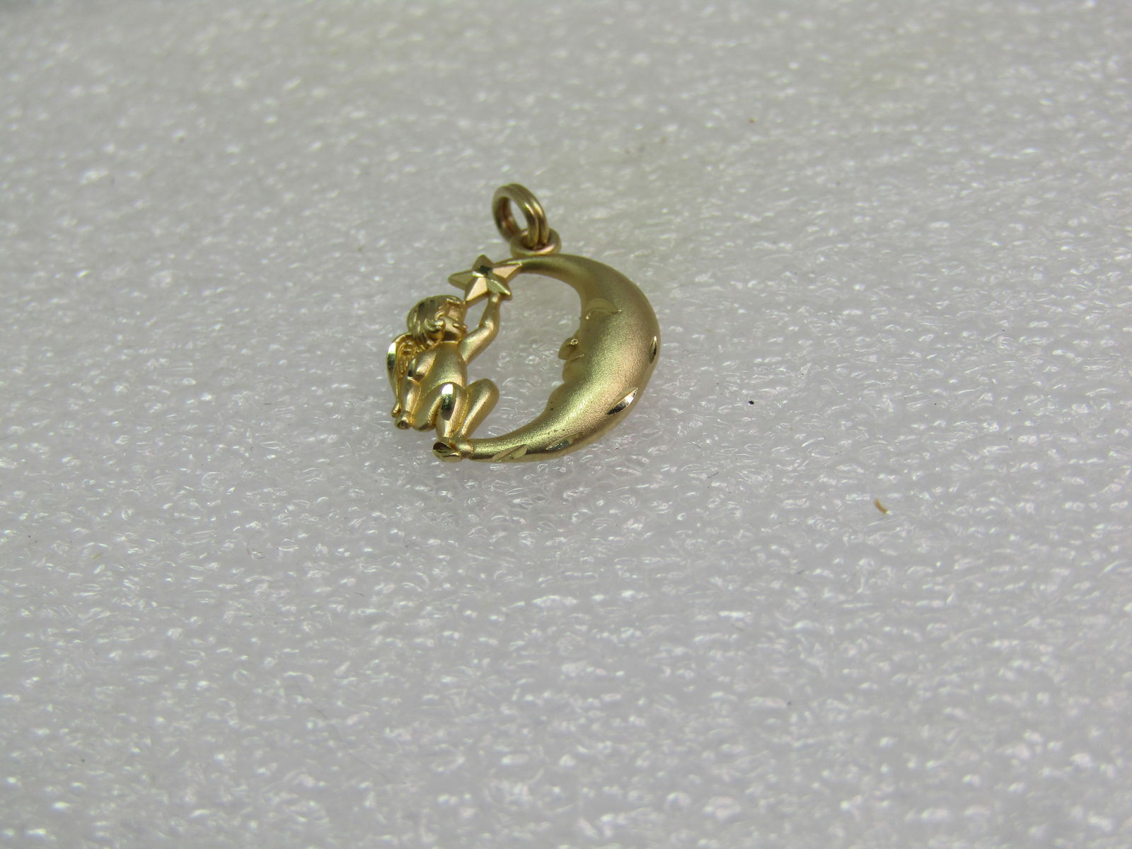 Vintage 14kt Crescent Moon & Cherub Charm/Pendant, Signed Marsala, 1990's - 4