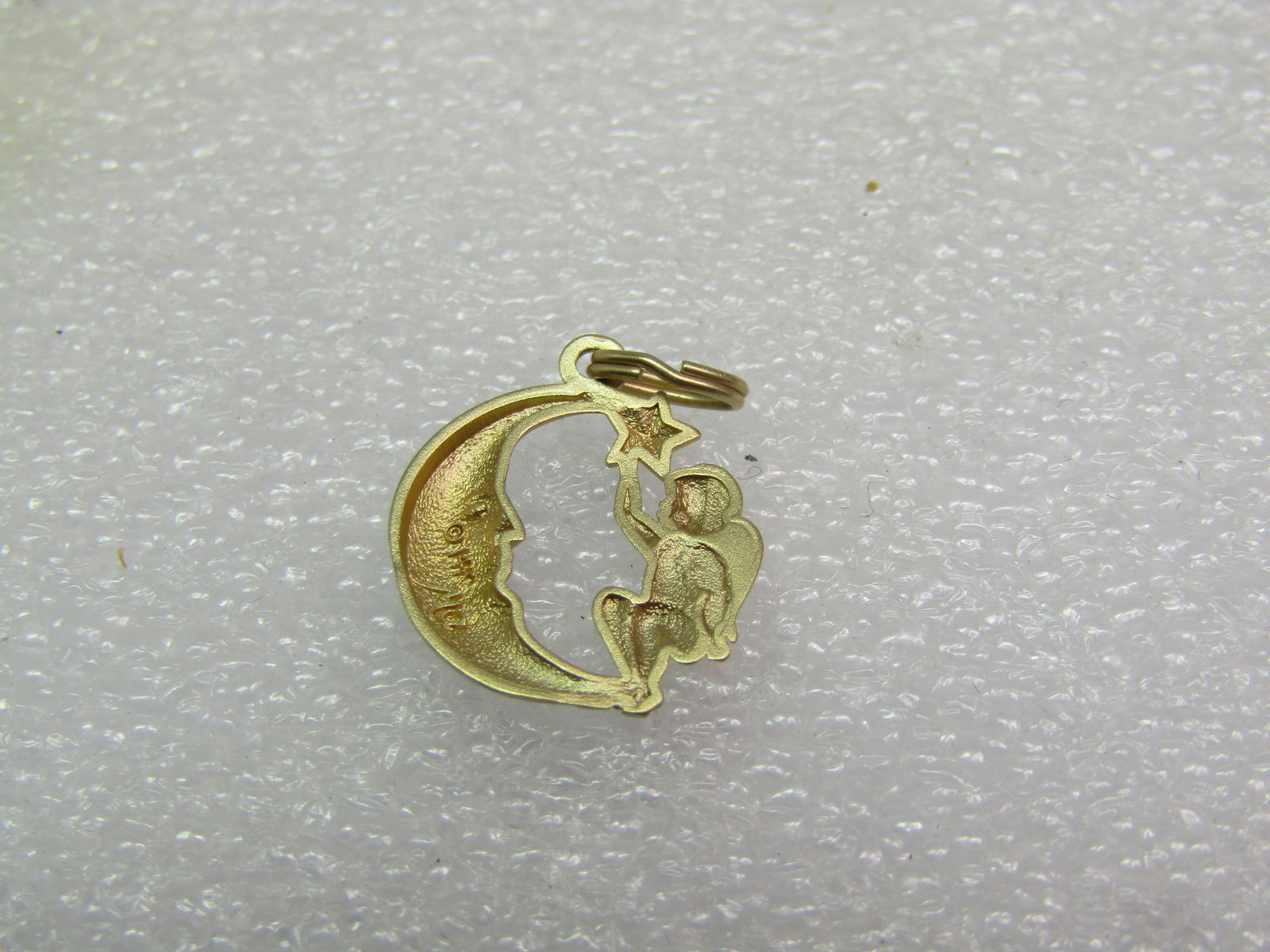 Vintage 14kt Crescent Moon & Cherub Charm/Pendant, Signed Marsala, 1990's - 5