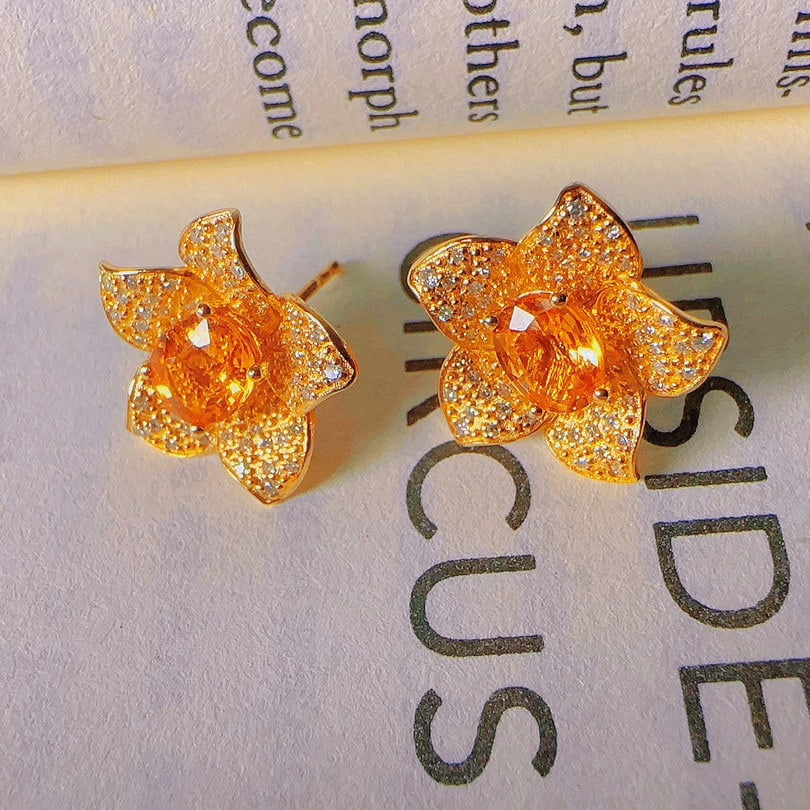 14K GOLD 1.70 CT NATURAL PARTSCHINITE & DIAMOND EARRINGS - 2