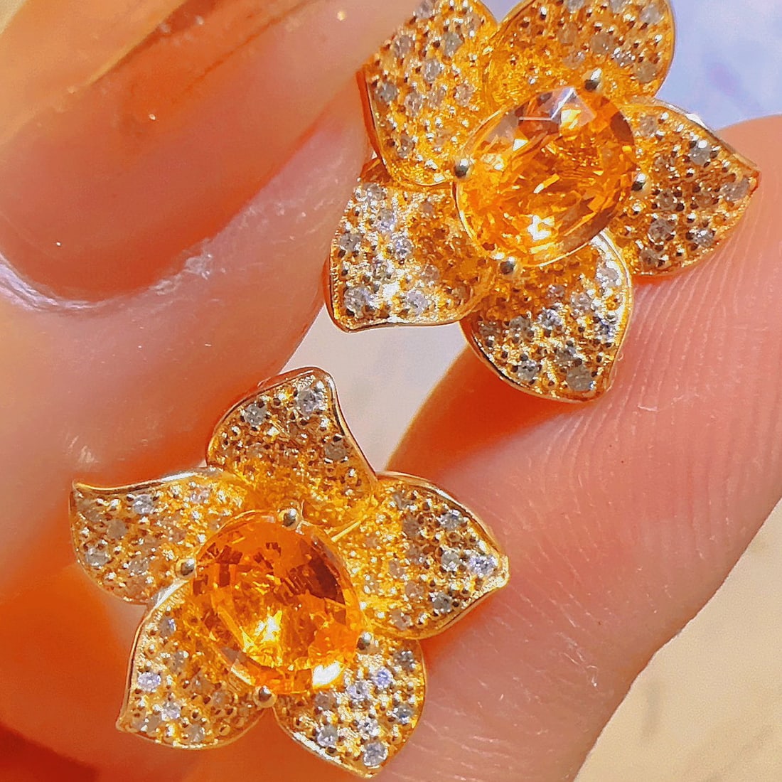 14K GOLD 1.70 CT NATURAL PARTSCHINITE & DIAMOND EARRINGS - 7