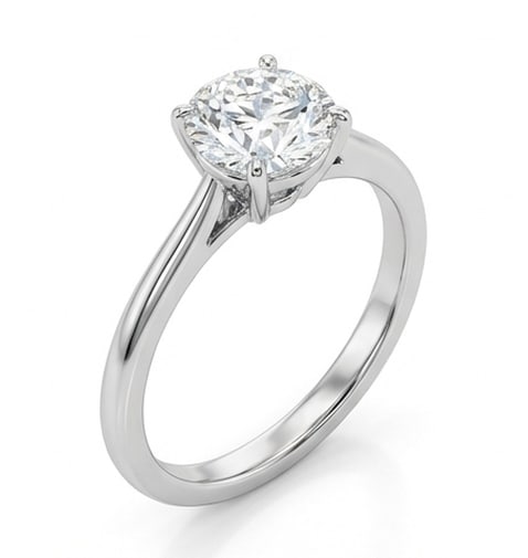Classic 4-Prong Solitaire (Round Shank) Round Brilliant 2 ct Lab-Grown Diamond Ring in 14K White - 2