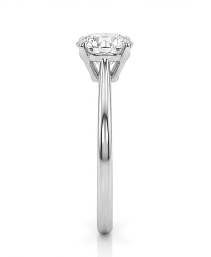 Classic 4-Prong Solitaire (Round Shank) Round Brilliant 2 ct Lab-Grown Diamond Ring in 14K White - 3