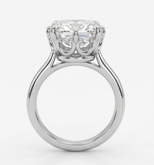 Solitaire with Hidden Basket Accents Elongated Radiant 6 ct Lab-Grown Diamond Ring in 14K White Gold - 2