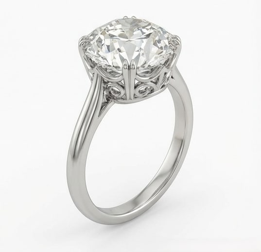 8-Prong (Double Claw) Solitaire Round Brilliant 3 ct Lab-Grown Diamond Ring in 14K White Gold - 2