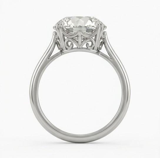 8-Prong (Double Claw) Solitaire Round Brilliant 3 ct Lab-Grown Diamond Ring in 14K White Gold - 3