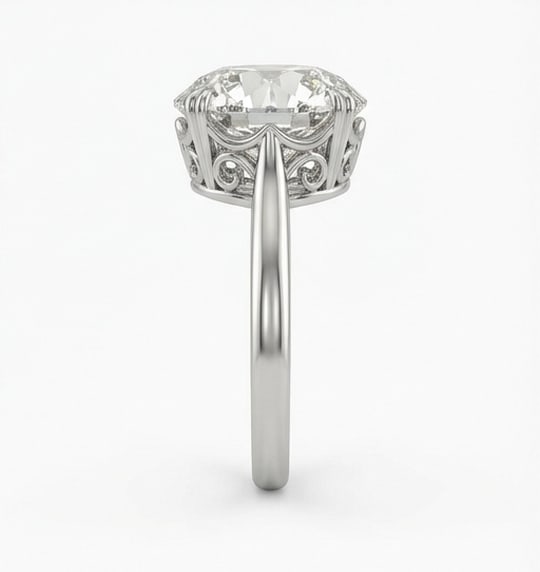 8-Prong (Double Claw) Solitaire Round Brilliant 3 ct Lab-Grown Diamond Ring in 14K White Gold - 4