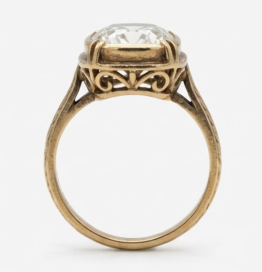 Antique Belcher Setting with Engraving Cushion Cut (Old Mine) 5 ct Lab-Grown Diamond Ring in 14K - 3