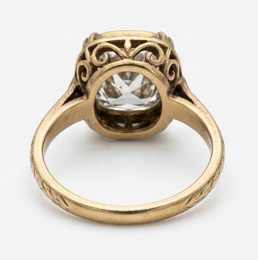 Antique Belcher Setting with Engraving Cushion Cut (Old Mine) 5 ct Lab-Grown Diamond Ring in 14K - 4