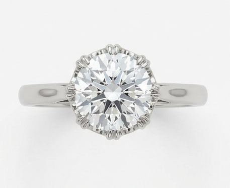 Vintage 8-Prong "Buttercup" Solitaire Round Brilliant 3 ct Lab-Grown Diamond Ring in 14K White Gold (1 of 4)