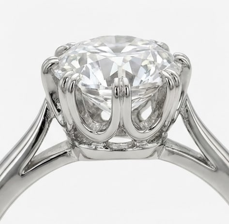 Vintage 8-Prong "Buttercup" Solitaire Round Brilliant 3 ct Lab-Grown Diamond Ring in 14K White Gold - 3