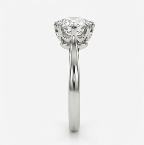Vintage 8-Prong "Buttercup" Solitaire Round Brilliant 3 ct Lab-Grown Diamond Ring in 14K White Gold - 4
