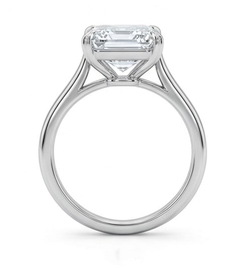 Double-Claw Prong Solitaire Emerald Cut 6 ct Lab-Grown Diamond Ring in 14K White Gold - 3