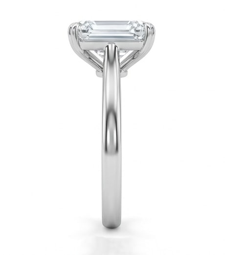 Double-Claw Prong Solitaire Emerald Cut 6 ct Lab-Grown Diamond Ring in 14K White Gold - 4
