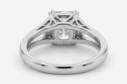 Split Shank Architectural Three-Stone Radiant Cut 5 ct Lab-Grown Diamond Ring in 14K White Gold - 4