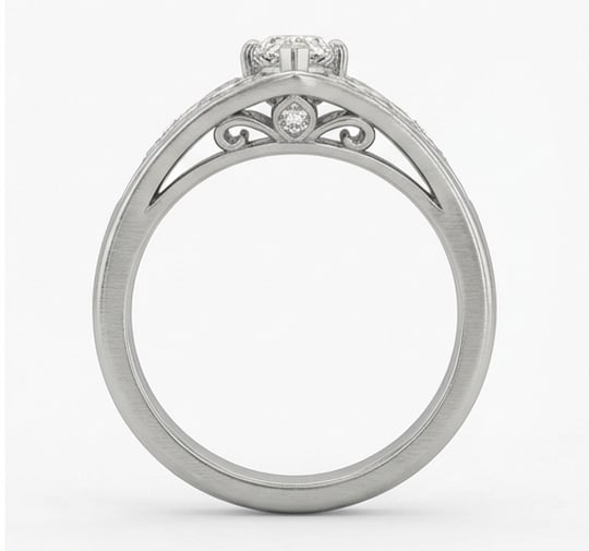 Art Nouveau Filigree & Scrollwork Marquise Cut 2 ct Lab-Grown Diamond Ring in 14K White Gold - 4