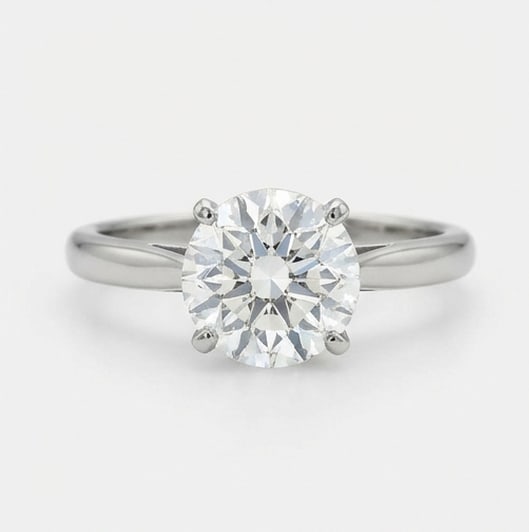 Modern Knife-Edge Solitaire Round Brilliant 2 ct Lab-Grown Diamond Ring in 14K White Gold (1 of 4)