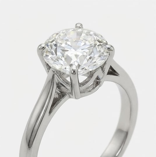 Modern Knife-Edge Solitaire Round Brilliant 2 ct Lab-Grown Diamond Ring in 14K White Gold - 2