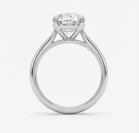 Modern 4-Prong Solitaire (Round Band) Oval Cut 3 ct Lab-Grown Diamond Ring in 14K White Gold - 3