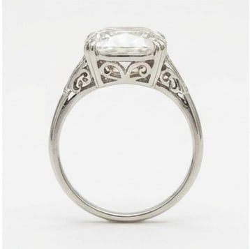 Vintage Split Shank Solitaire (Double Claw) Cushion Cut (Old Mine) 3 ct Lab-Grown Diamond Ring in - 2