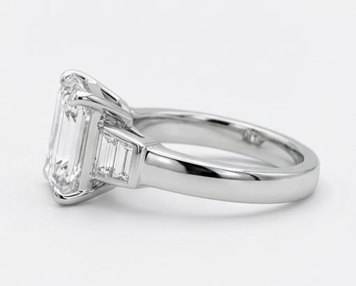 Modern Wide Band with Channel Sides Emerald Cut 4 ct Lab-Grown Diamond Ring in 14K White Gold - 4