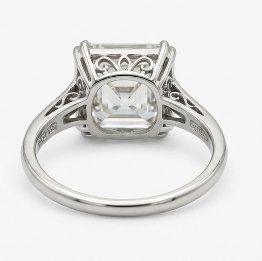 Modern Solitaire (Double Claw Prongs) Asscher Cut 5 ct Lab-Grown Diamond Ring in 14K White Gold - 4