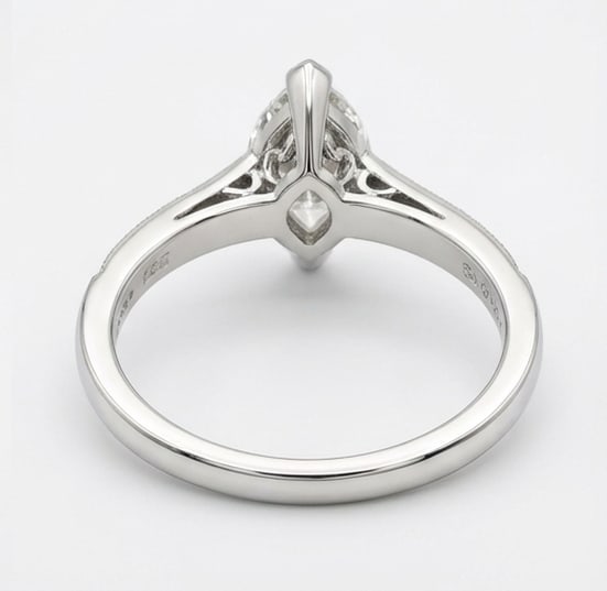 Art Deco Split Shank with Milgrain Marquise Cut 4 ct Lab-Grown Diamond Ring in 14K White Gold - 4