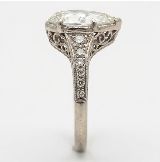 Vintage Split Shank with Pave Accents Pear Shape 8 ct Lab-Grown Diamond Ring in 14K White Gold - 3