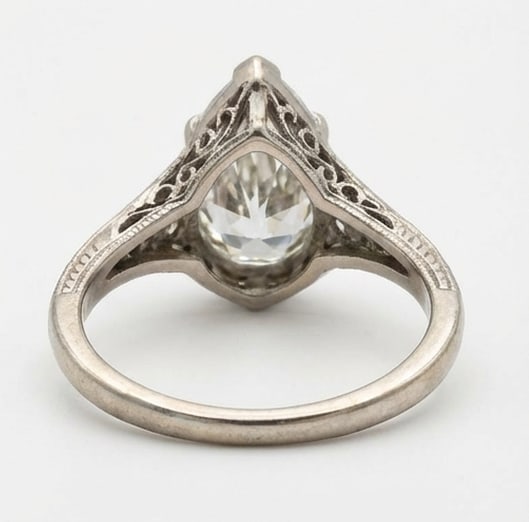 Vintage Split Shank with Pave Accents Pear Shape 8 ct Lab-Grown Diamond Ring in 14K White Gold - 4