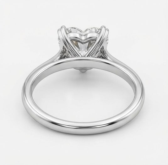 Modern 3-Prong Solitaire (Plain Band) Heart Shape 3 ct Lab-Grown Diamond Ring in 14K White Gold - 3