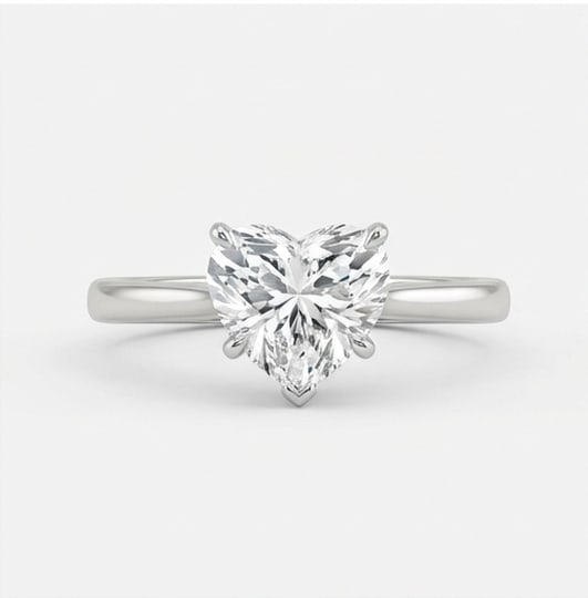 Minimalist Solitaire (Comfort Fit Band) Heart Shape 2 ct Lab-Grown Diamond Ring in 14K White Gold (1 of 4)
