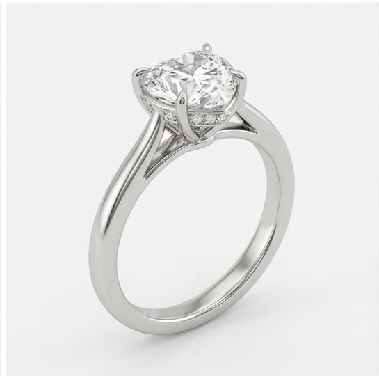 Minimalist Solitaire (Comfort Fit Band) Heart Shape 2 ct Lab-Grown Diamond Ring in 14K White Gold - 2