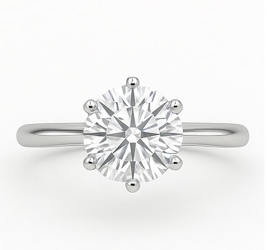6-Prong Solitaire Round Brilliant 3 ct Lab-Grown Diamond Ring in 14K White Gold (1 of 2)