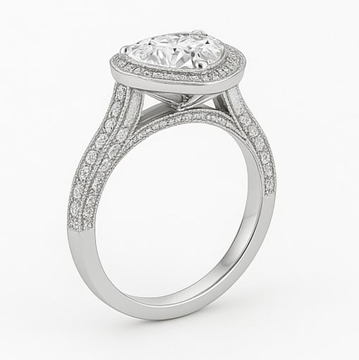 Heart Halo Heart Shape 5 ct Lab-Grown Diamond Ring in 14K White Gold - 2