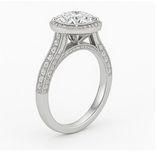 Heart Halo Heart Shape 5 ct Lab-Grown Diamond Ring in 14K White Gold - 3