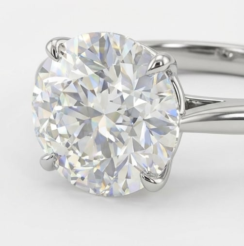 4-Prong Solitaire Round Brilliant 3 ct Lab-Grown Diamond Ring in 14K White Gold - 2