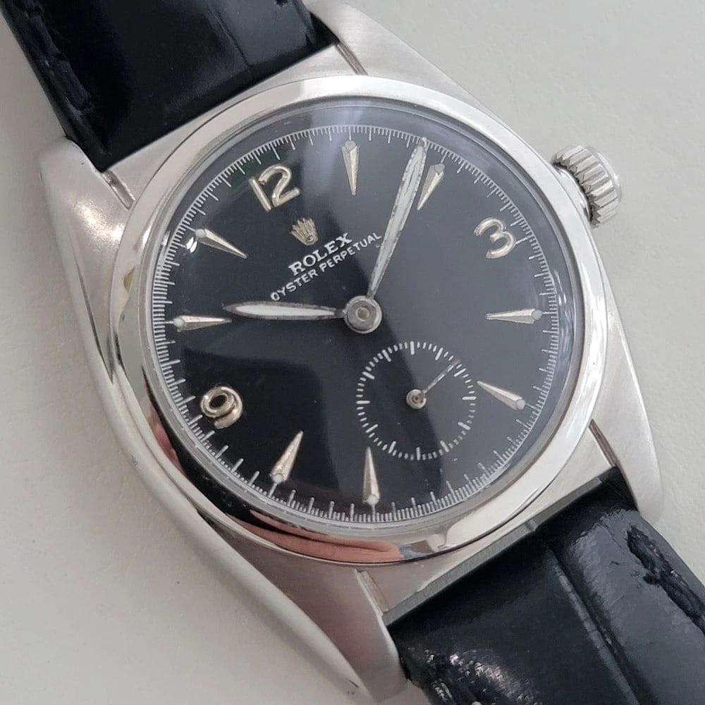 Rolex Oyster Perpetual 5052 34m Bubbleback 1940s Mens Vintage Automatic RA660: Title:Rolex Oyster Perpetual 5052 34m Bubbleback 1940s Mens Vintage Automatic RA660 Description:Vintage classic, Men's Rolex Oyster Perpetual Ref.5052 bubbleback automatic, c.1948, in excellent workin