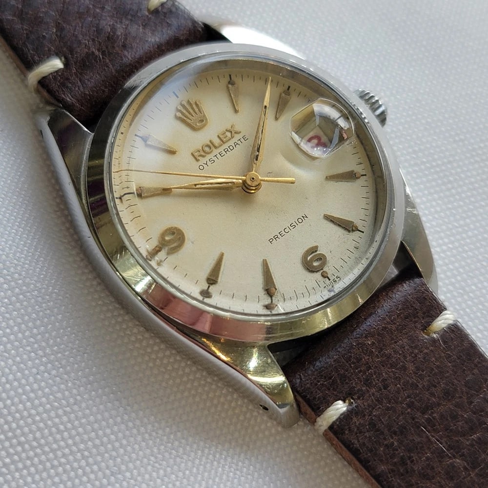 Rolex Oysterdate Precision 6494 34mm Mens 1950s Hand Wind Roulette Date RA191C - 3