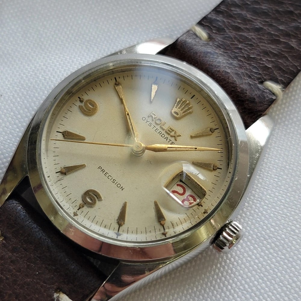 Rolex Oysterdate Precision 6494 34mm Mens 1950s Hand Wind Roulette Date RA191C - 4