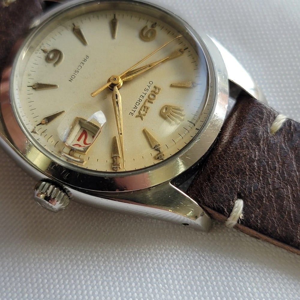 Rolex Oysterdate Precision 6494 34mm Mens 1950s Hand Wind Roulette Date RA191C - 5