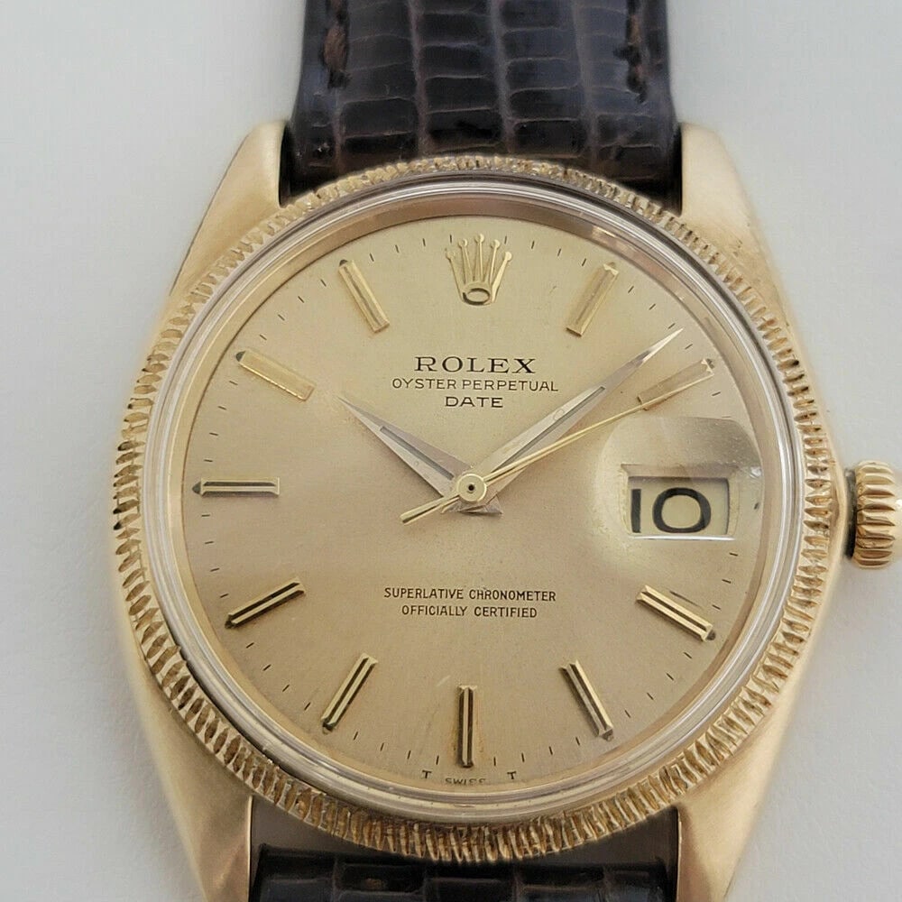 Rolex Oyster Perpetual Date 1503 35mm Mens 18k Solid Gold 1960s Automatic RJC156 (1 of 11)