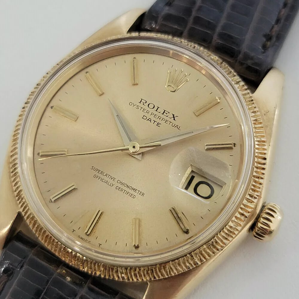 Rolex Oyster Perpetual Date 1503 35mm Mens 18k Solid Gold 1960s Automatic RJC156 - 2