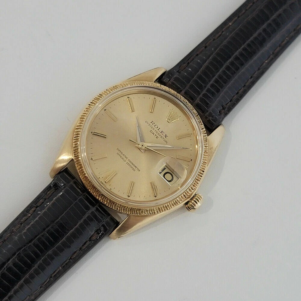 Rolex Oyster Perpetual Date 1503 35mm Mens 18k Solid Gold 1960s Automatic RJC156 - 4