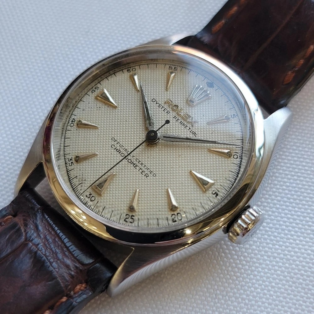 Rolex Oyster Perpetual Ref 6084 Mens 1950s 34mm Automatic Bubble Back RA715B - 4