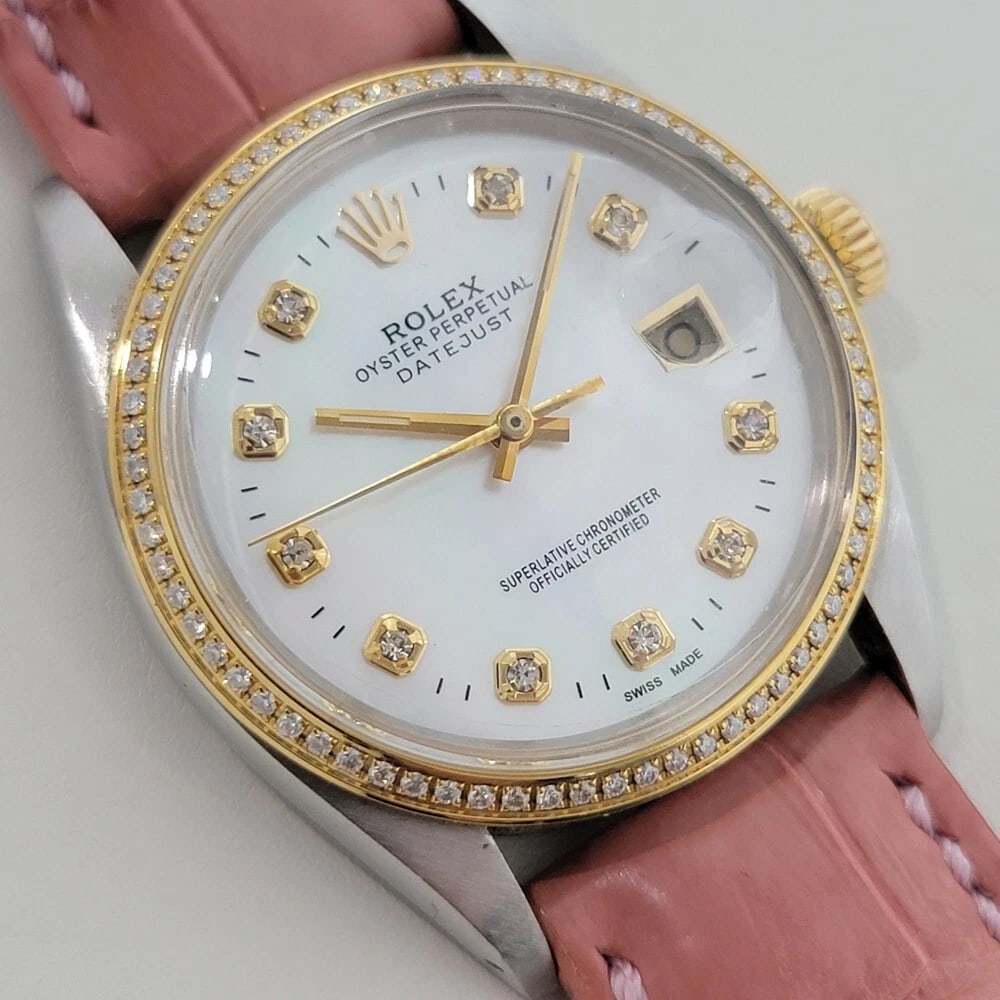 Rolex 16013 Datejust 36mm 18k SS Mens Diamond MOP Dial 1980s Automatic RA552 - 4