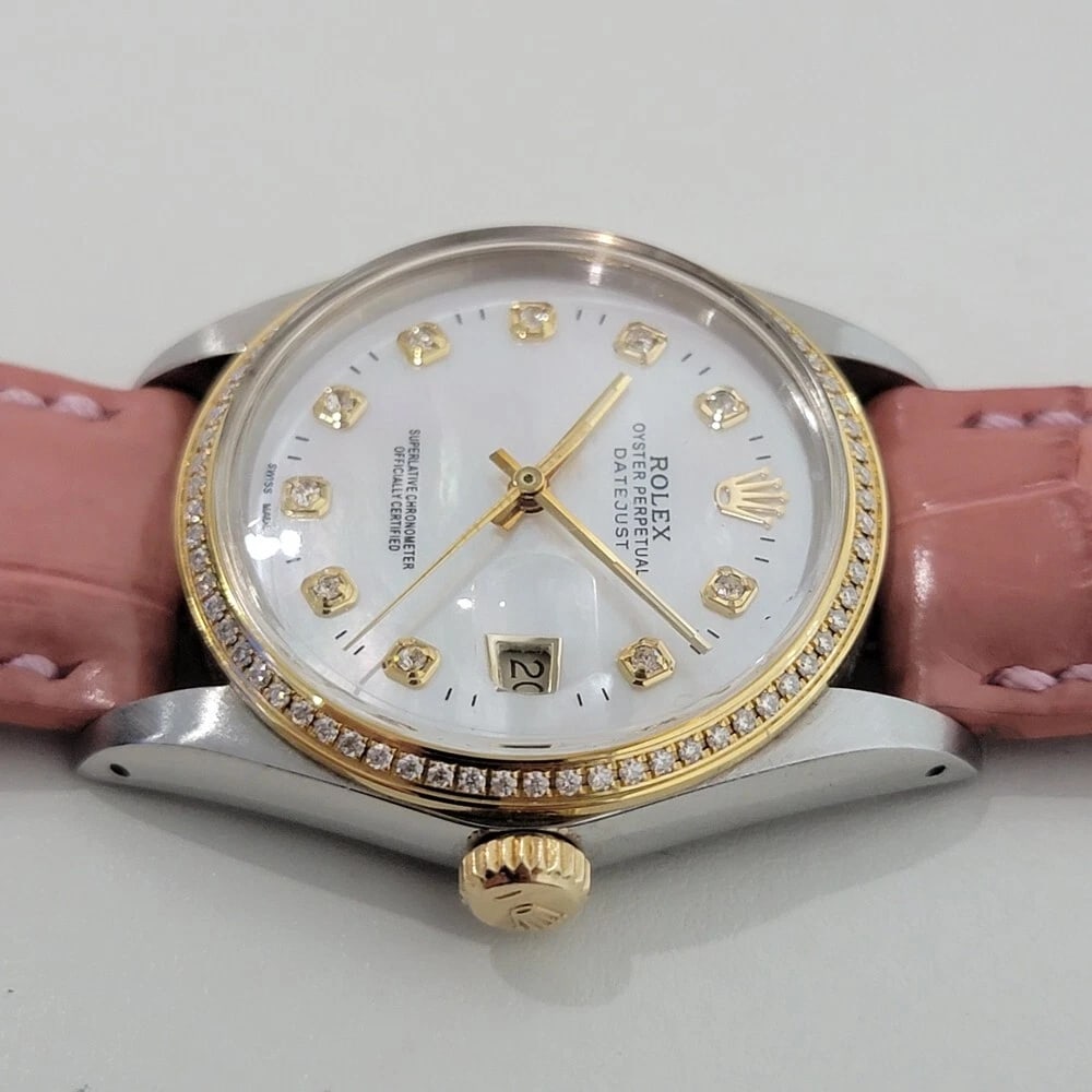 Rolex 16013 Datejust 36mm 18k SS Mens Diamond MOP Dial 1980s Automatic RA552 - 5