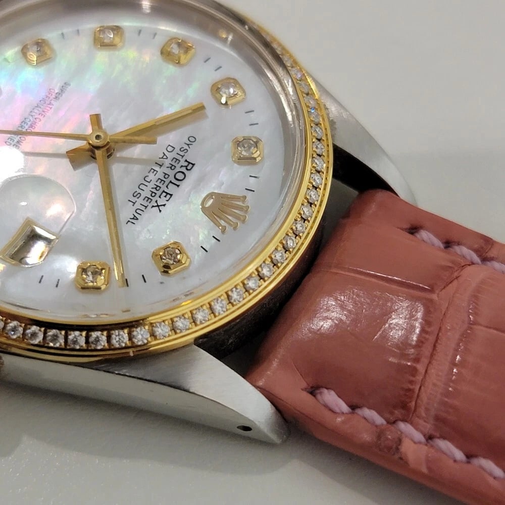 Rolex 16013 Datejust 36mm 18k SS Mens Diamond MOP Dial 1980s Automatic RA552 - 6