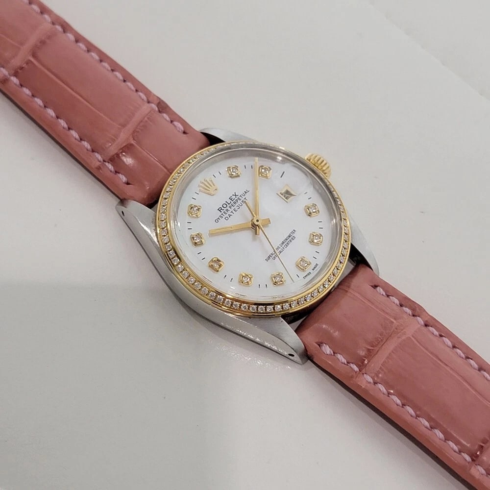 Rolex 16013 Datejust 36mm 18k SS Mens Diamond MOP Dial 1980s Automatic RA552 - 7